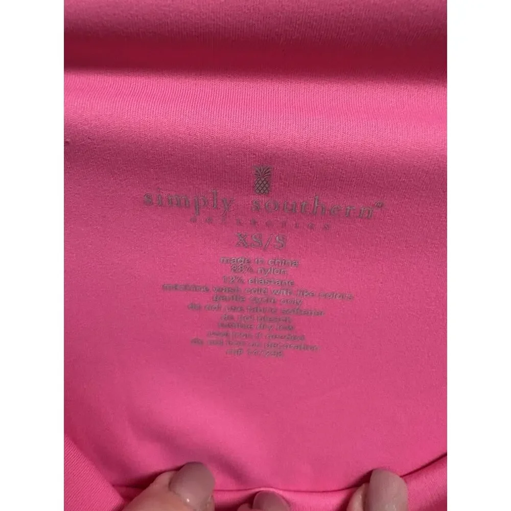 Simply Southern Womens Pink Flare Leggings Crossover Waist XS S Stretch - Picture 3 of 4